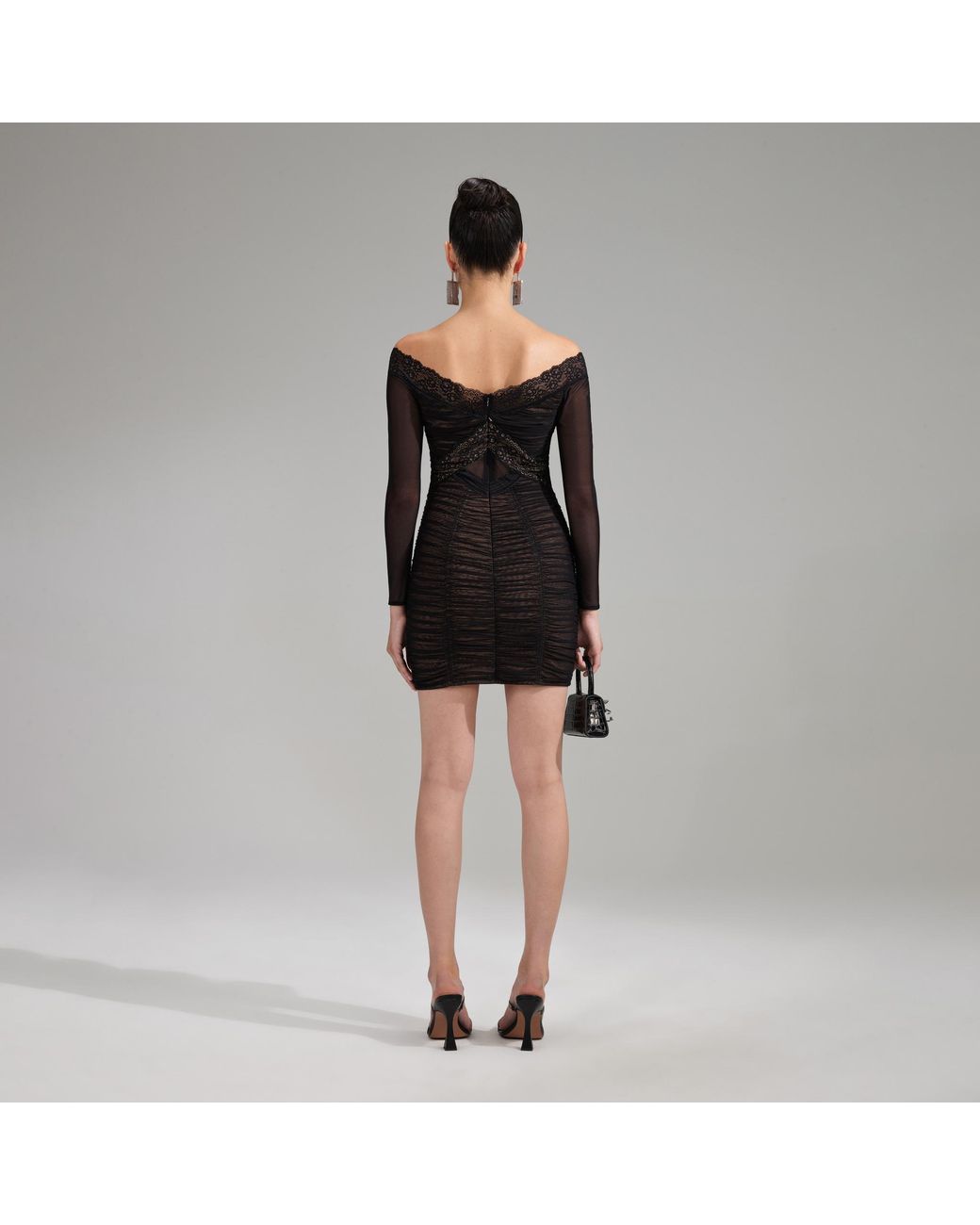 Self-Portrait Black Mesh Lace Mini Dress