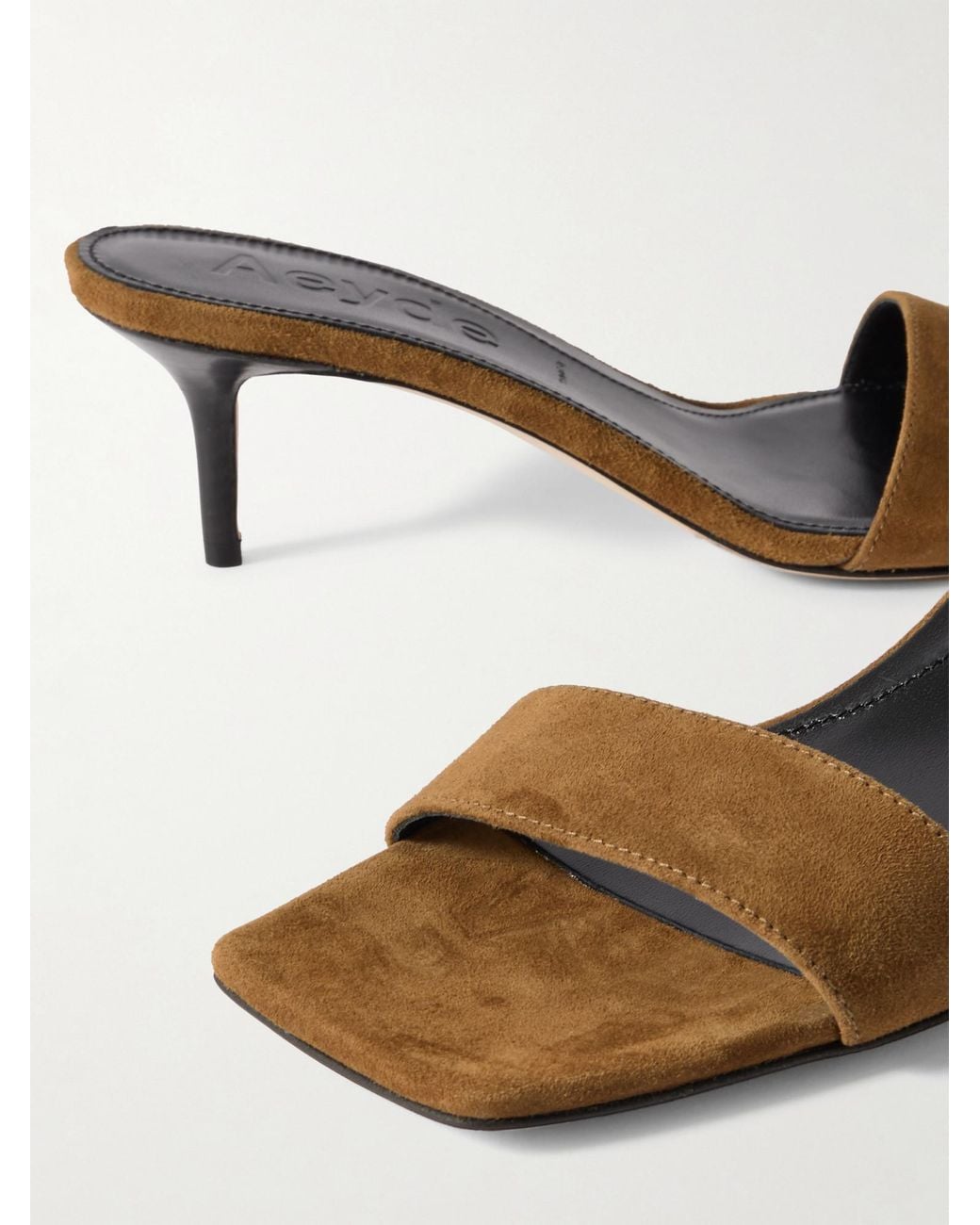 Aeyde Brown Minimalist Mules