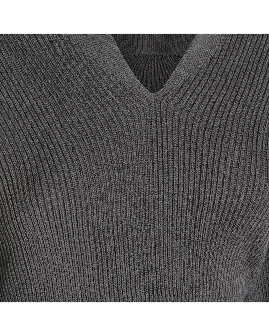 Rick Owens Gray Dracu Cropped V-Neck Jumper