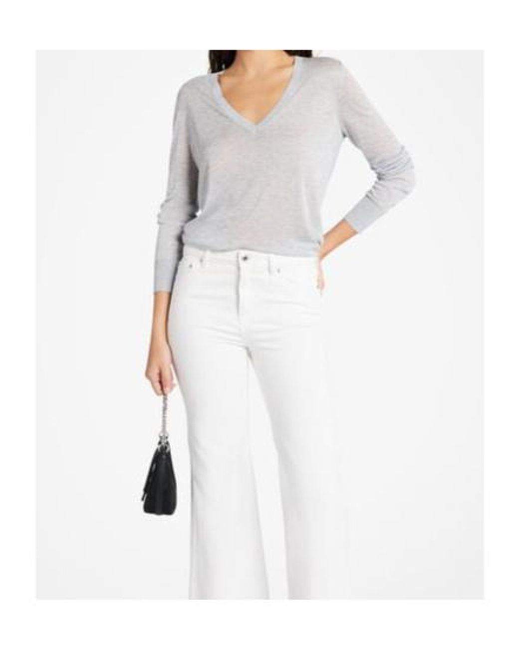 MICHAEL Michael Kors White V-Neck Knitted Jumper