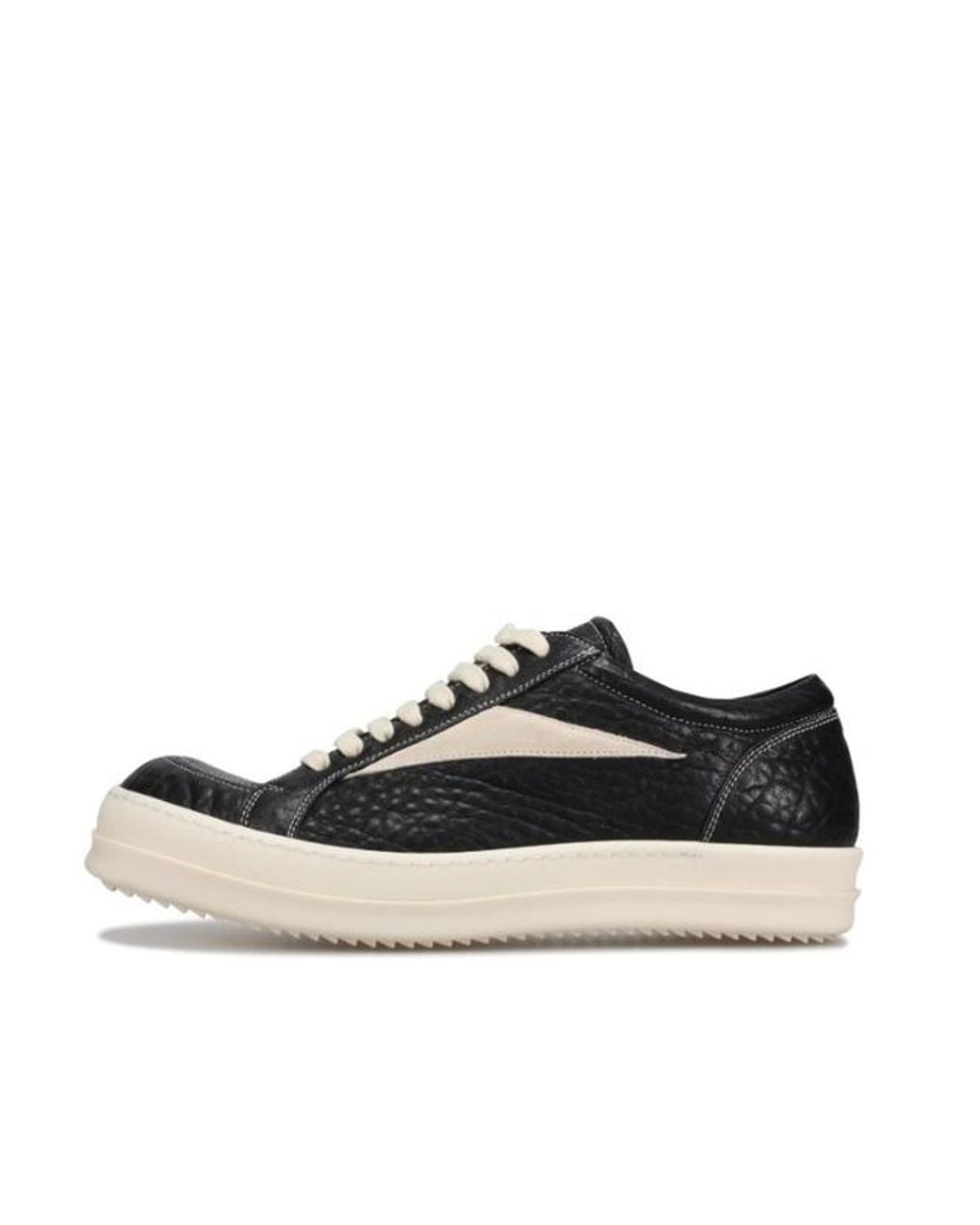 Rick Owens Black Round Toe Lace-Up Sneakers for men