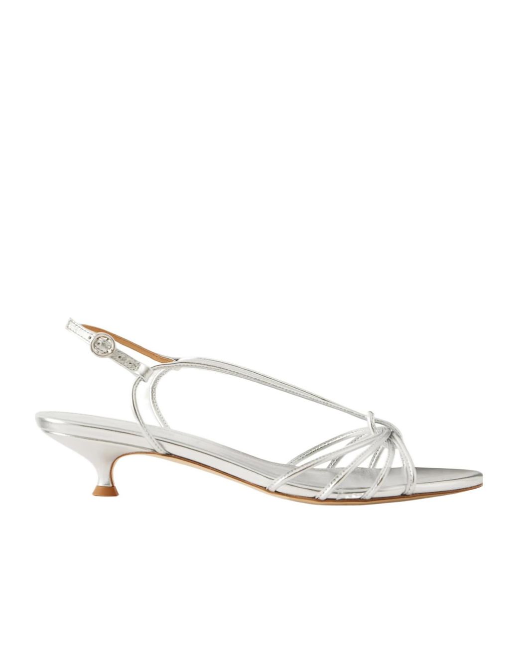 Aeyde White Square Toe Kitten Heel Sandals