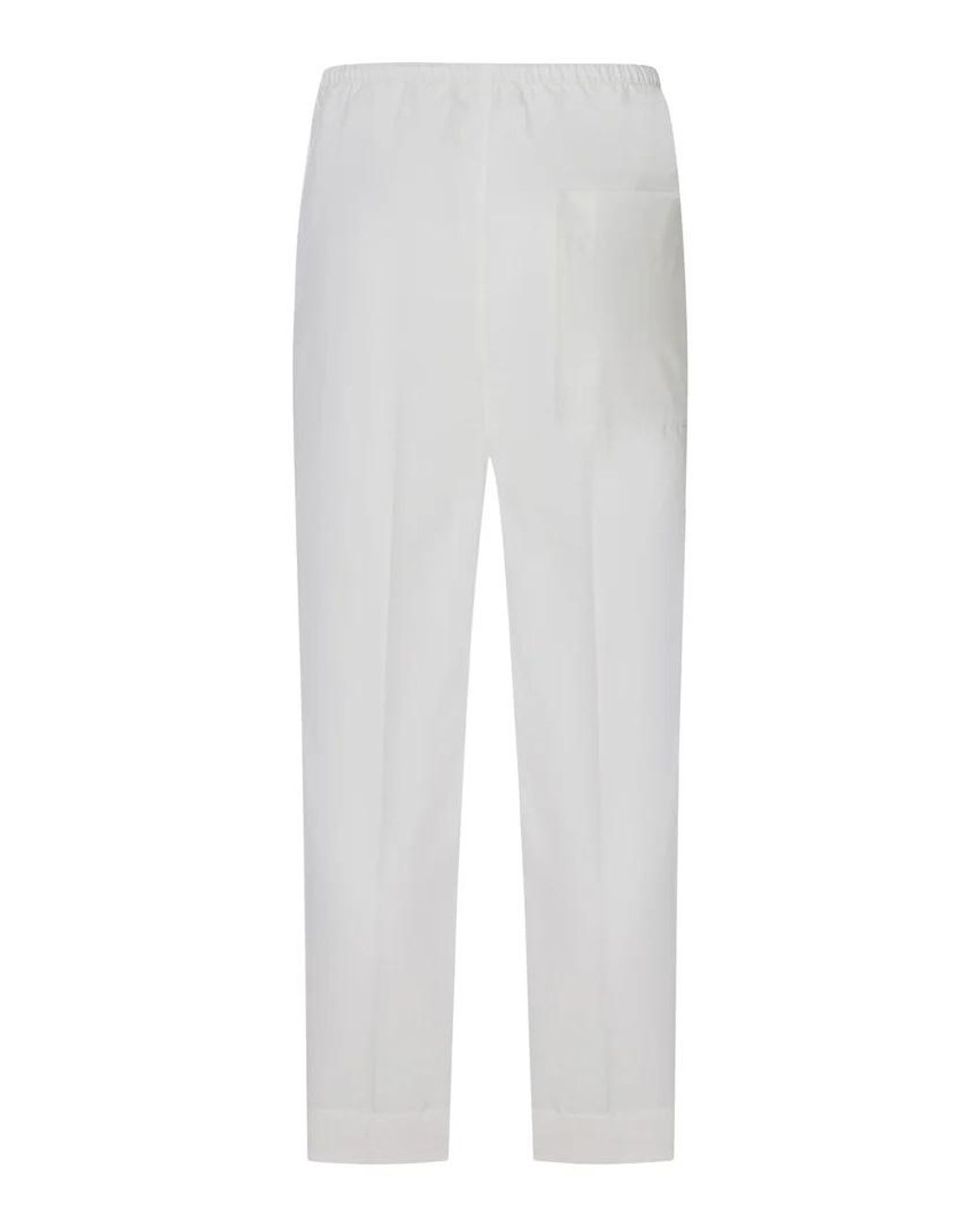 Bottega Veneta White Pleat Detailed Casual Trousers for men