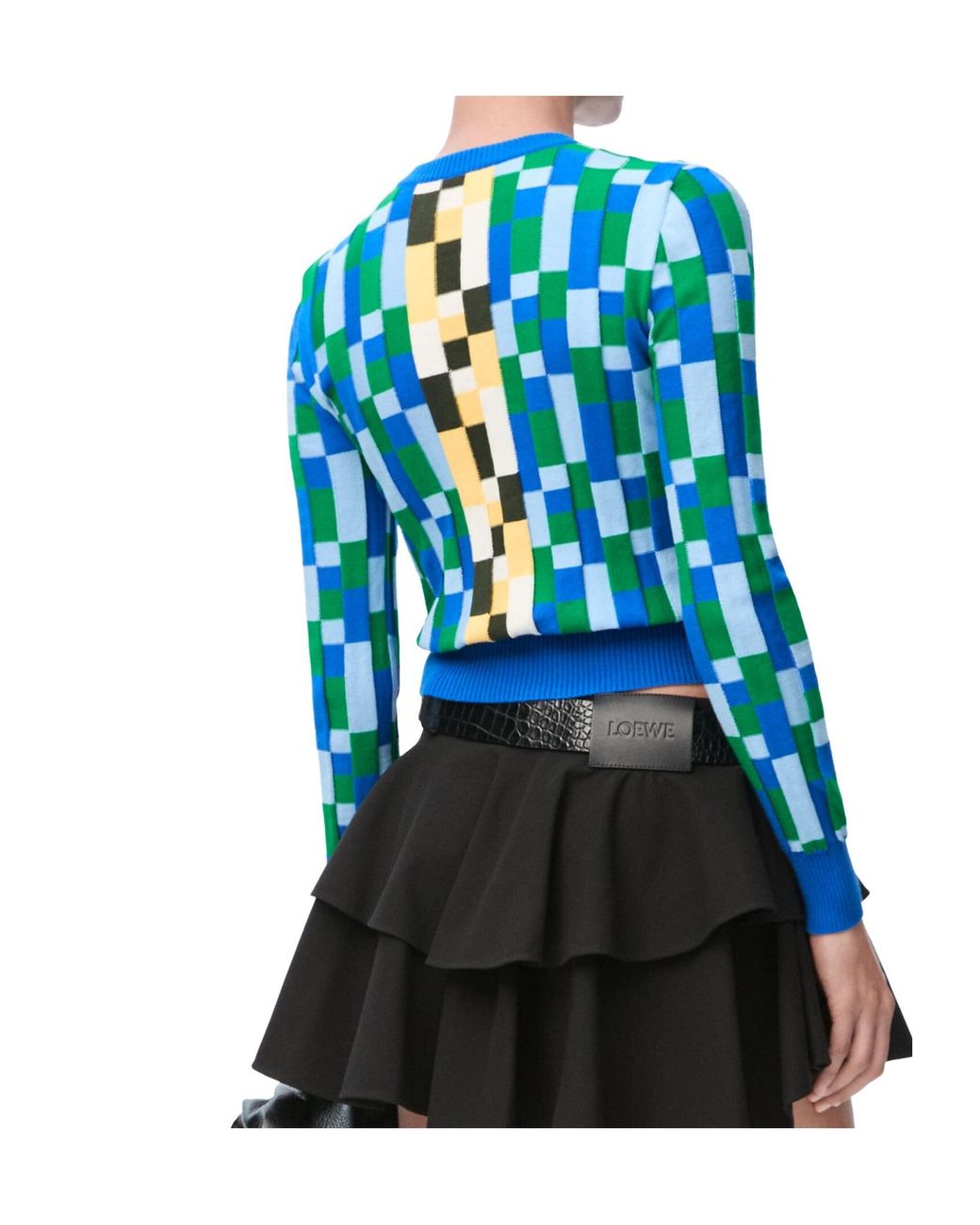 Loewe Blue Anagram Geometric Pattern Intarsia Jumper