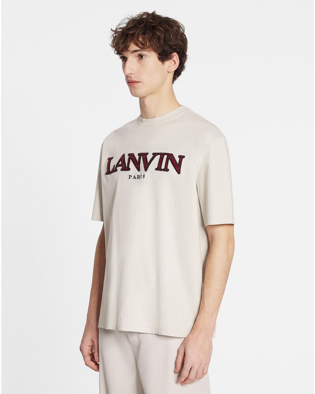 Lanvin White T-Shirt With Round Neck And Short Sleeves for men