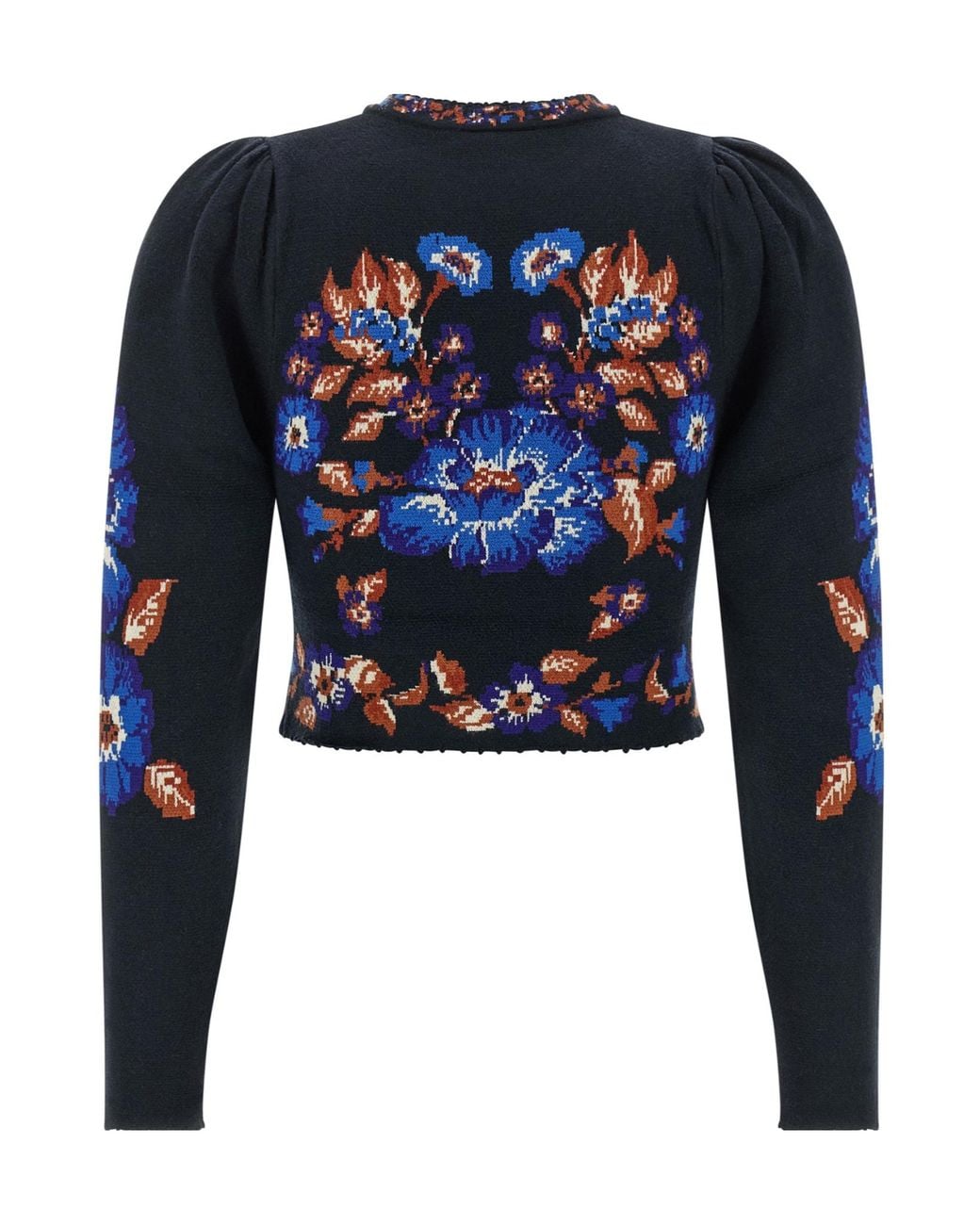 Farm Rio Blue Bow Garden Floral Cropped Top