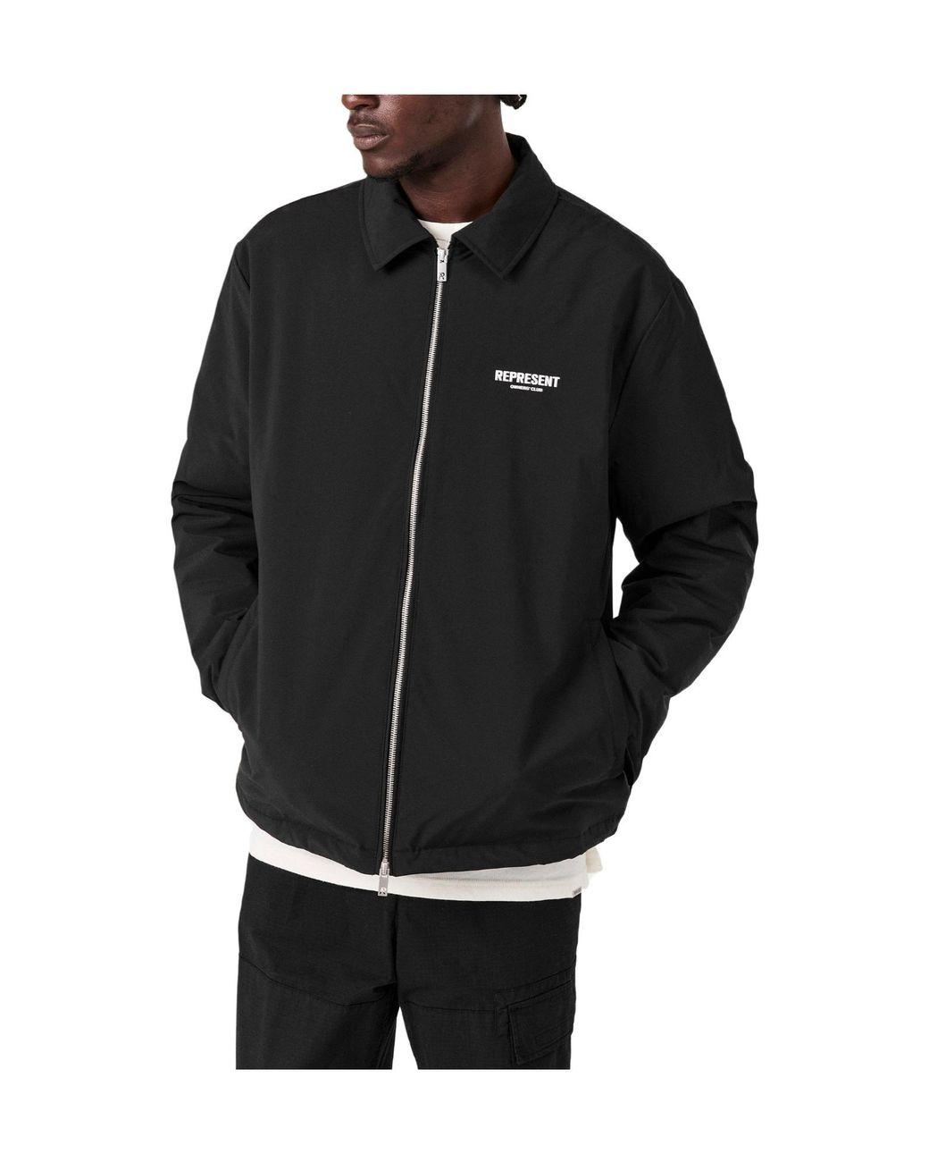 Represent Black Solid Color Casual Jacket for men