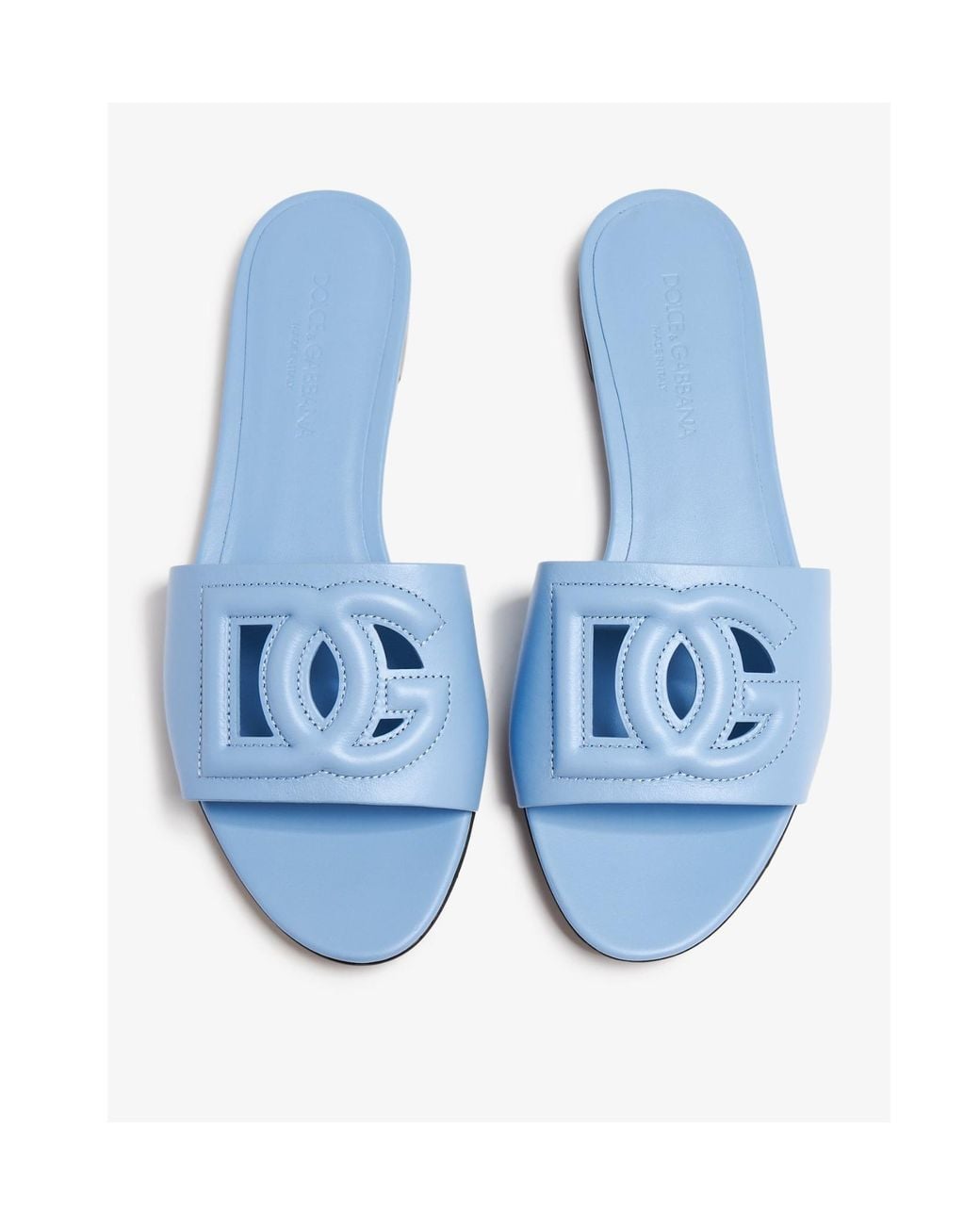 Dolce & Gabbana Blue Logo Cut-Out Sandals