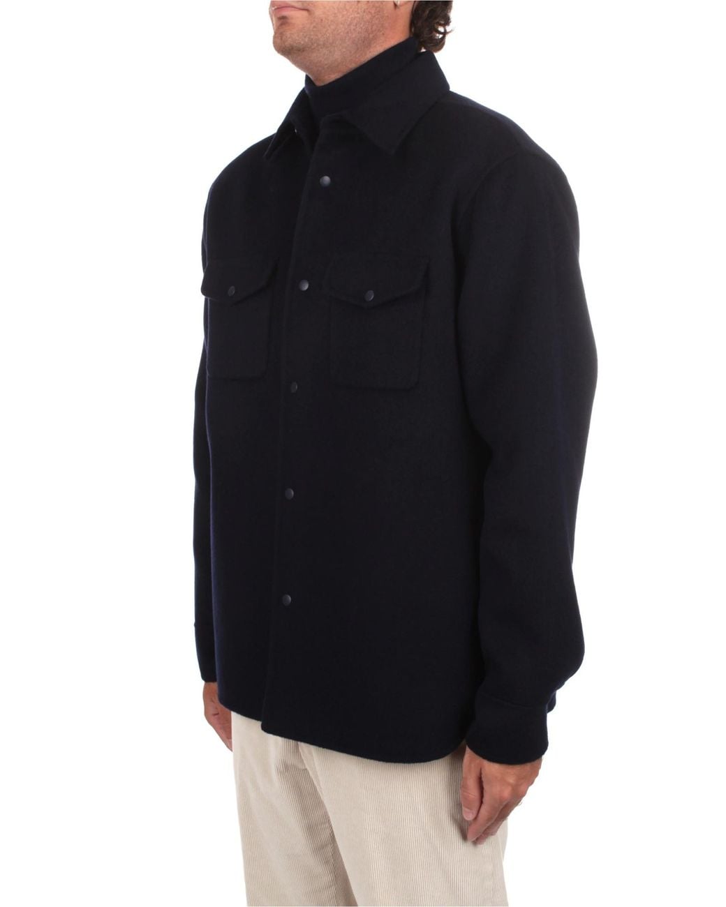 Aspesi Blue Shirt Collar Buttoned Overshirt for men