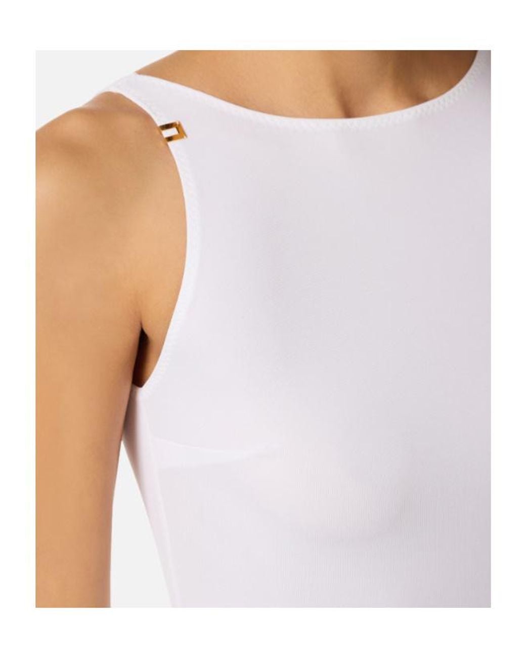 Elisabetta Franchi White Logo Details Bodysuit