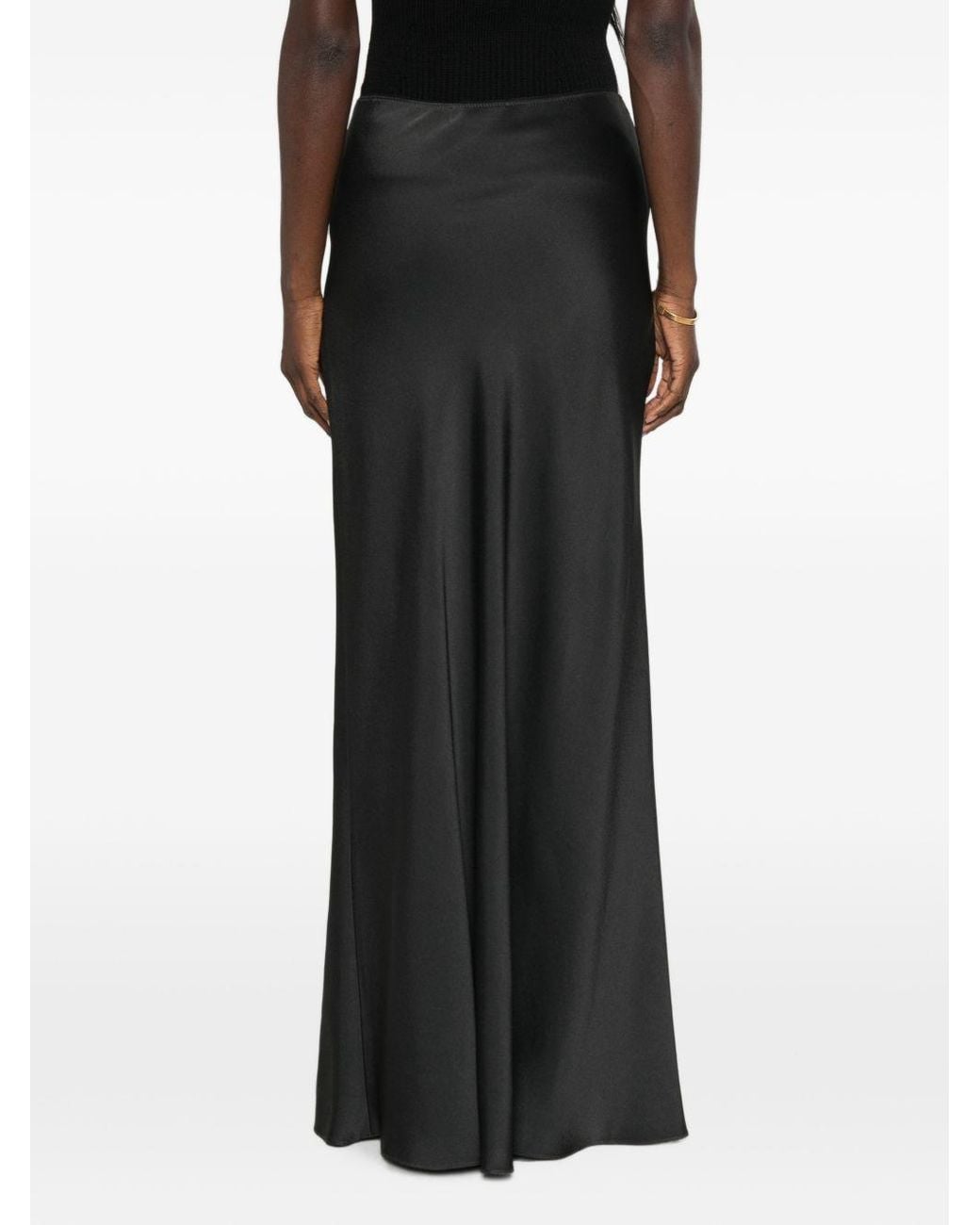 Fabiana Filippi Black Enver Satin Maxi Skirt
