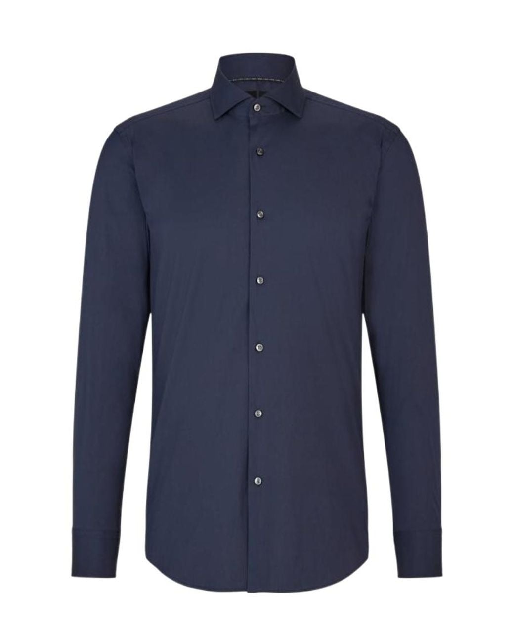 Boss Blue Spread-Collar Poplin Shirt for men
