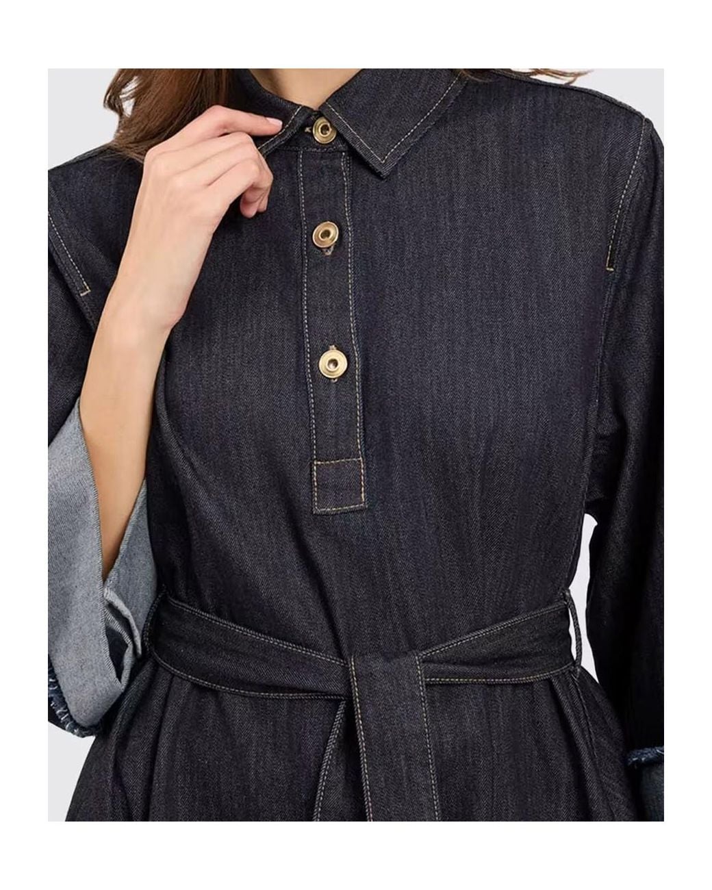 Twinset Blue Tie-Waist Dress
