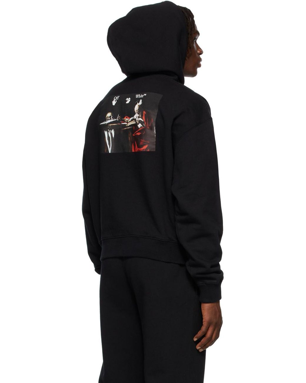 Off-White c/o Virgil Abloh Black Caravaggio Paint Over Hoodie for men