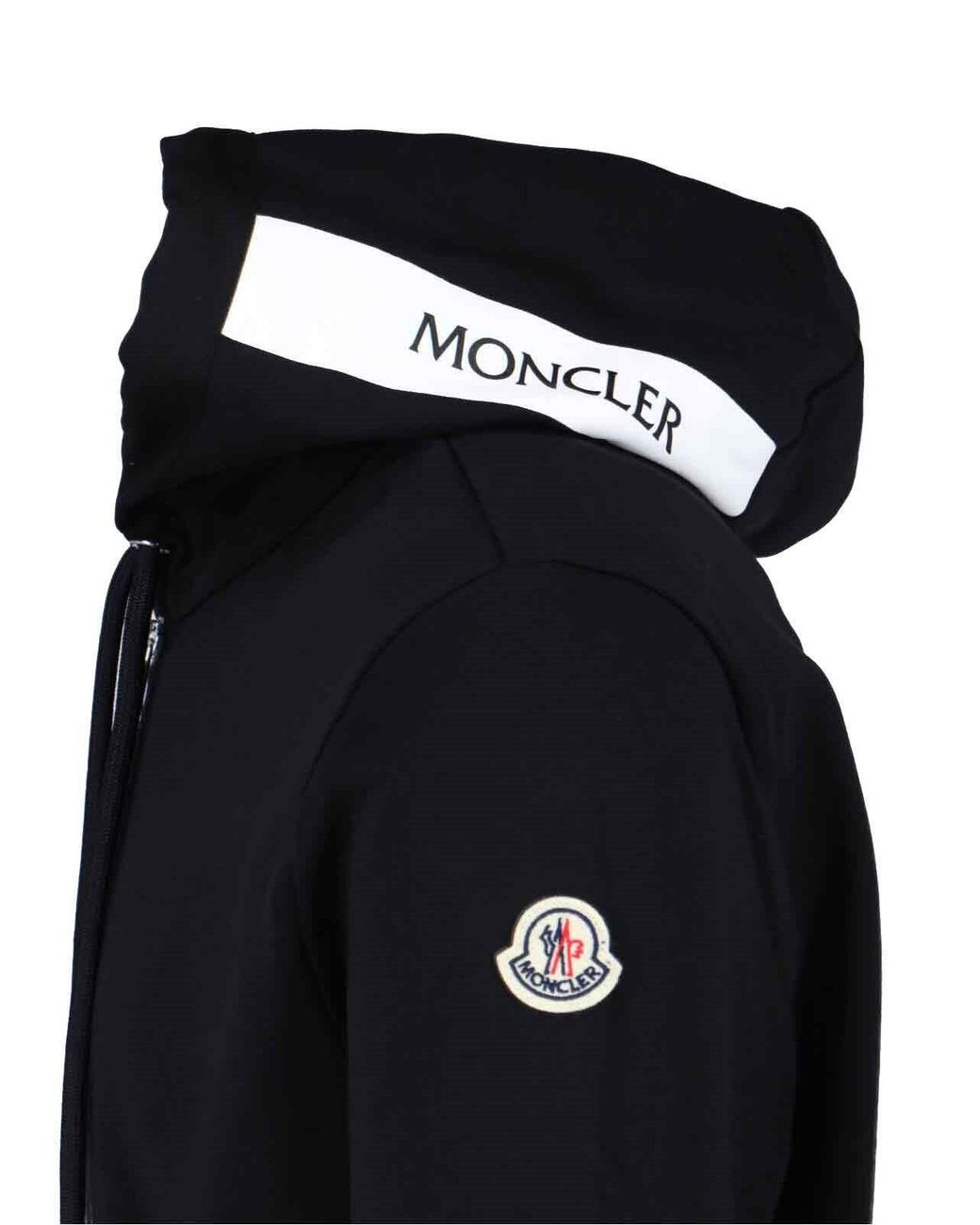 Moncler Black Zip-Up Hooded Cardigan for men