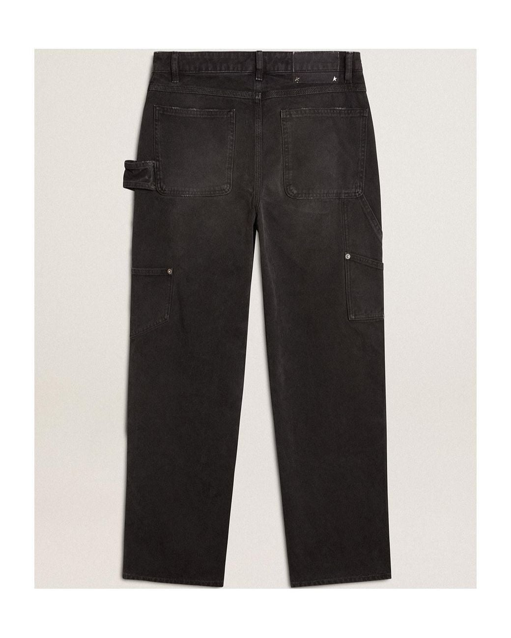 Golden Goose Deluxe Brand Black Distressed Cotton Jeans With Front Patches