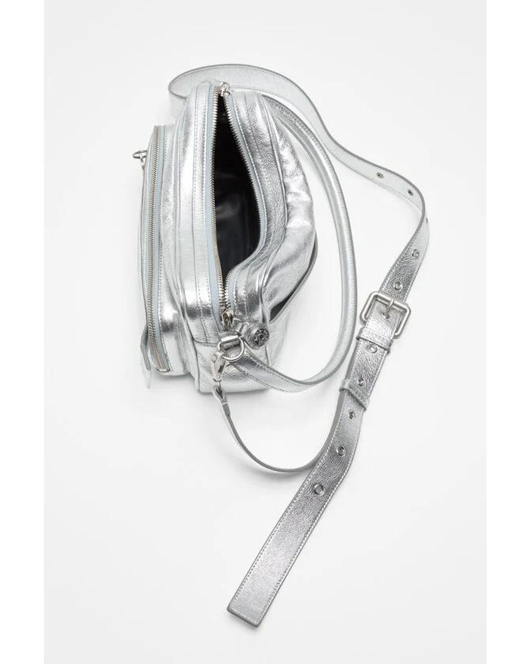 Acne Gray Camero Party Metallic Effect Shoulder Bag