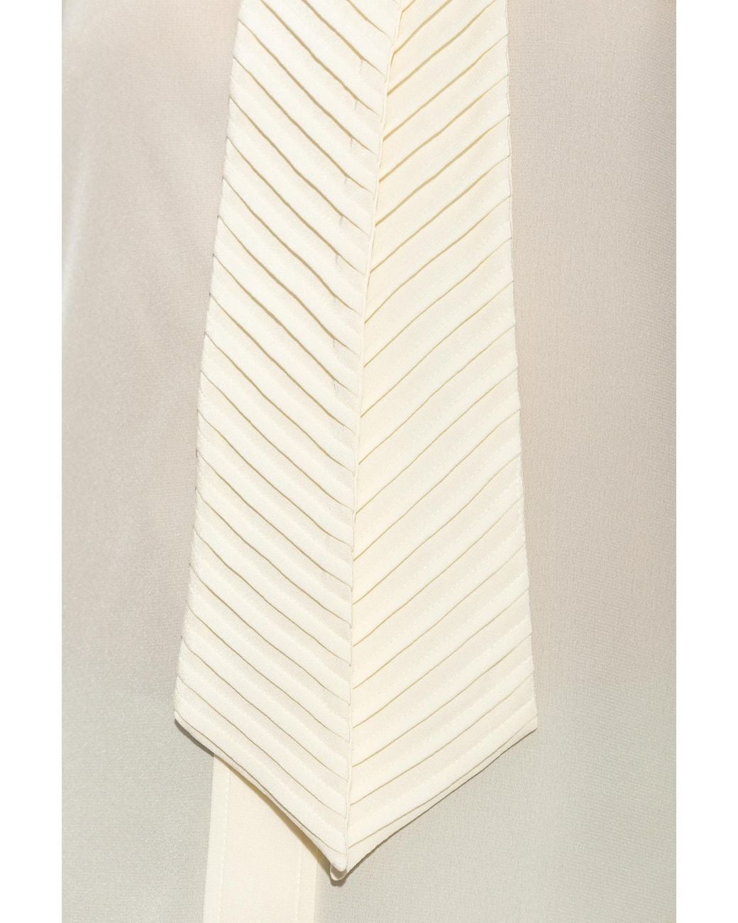 Victoria Beckham White Pleated Tie Detail Shirt