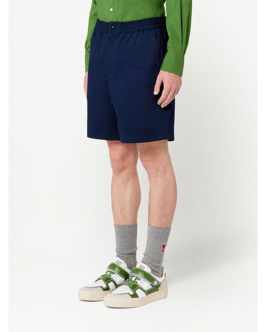 AMI Blue Ami De Coeur Elasticated Waistband Track Shorts for men