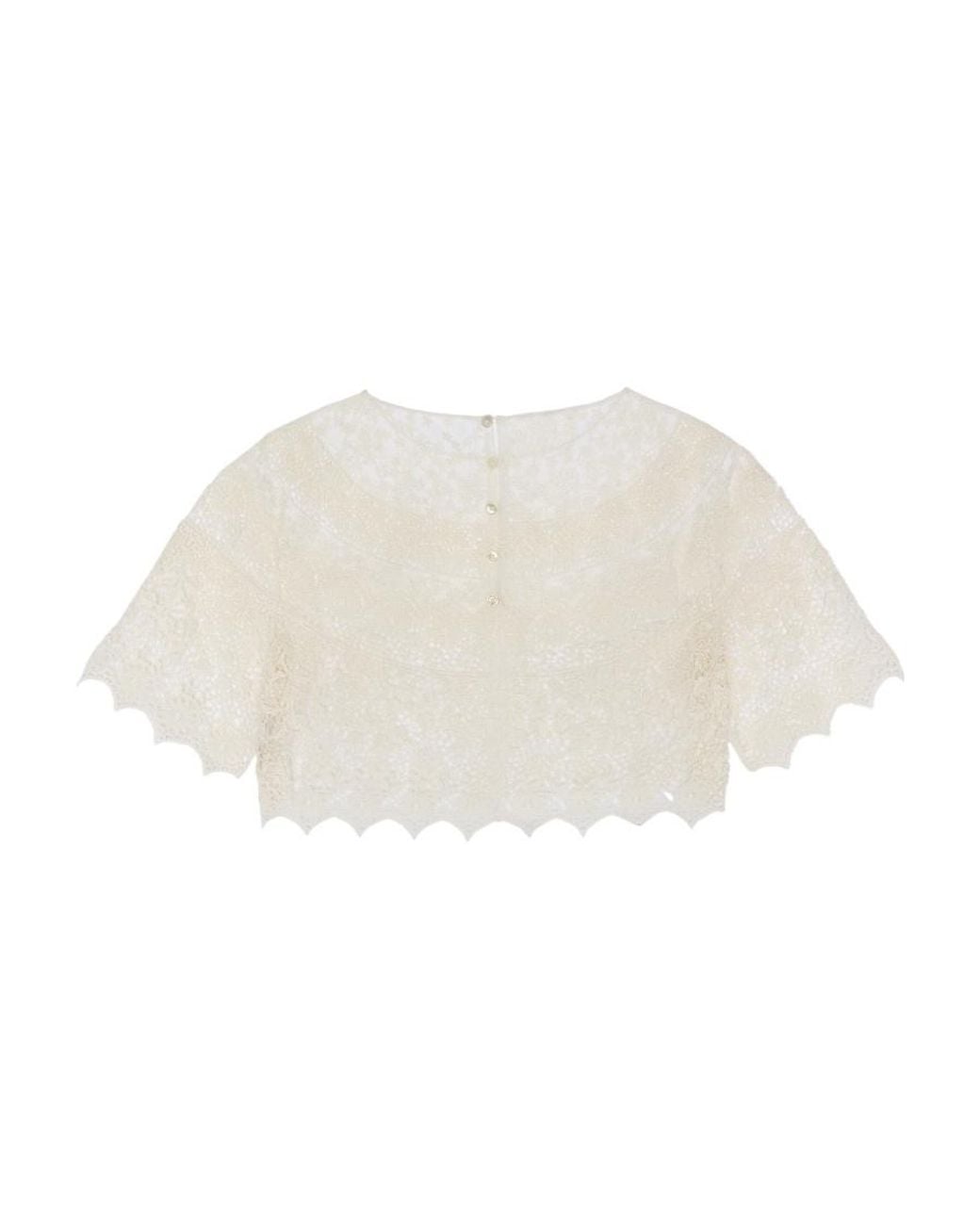 Saint Laurent White Lace Blouse