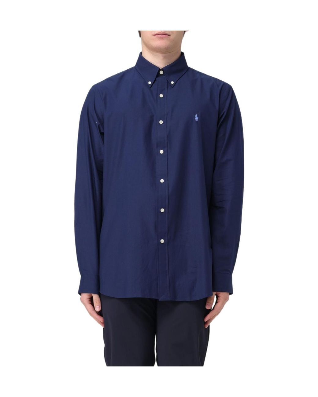 Polo Ralph Lauren Blue Pony Embroidered Poplin Shirt for men