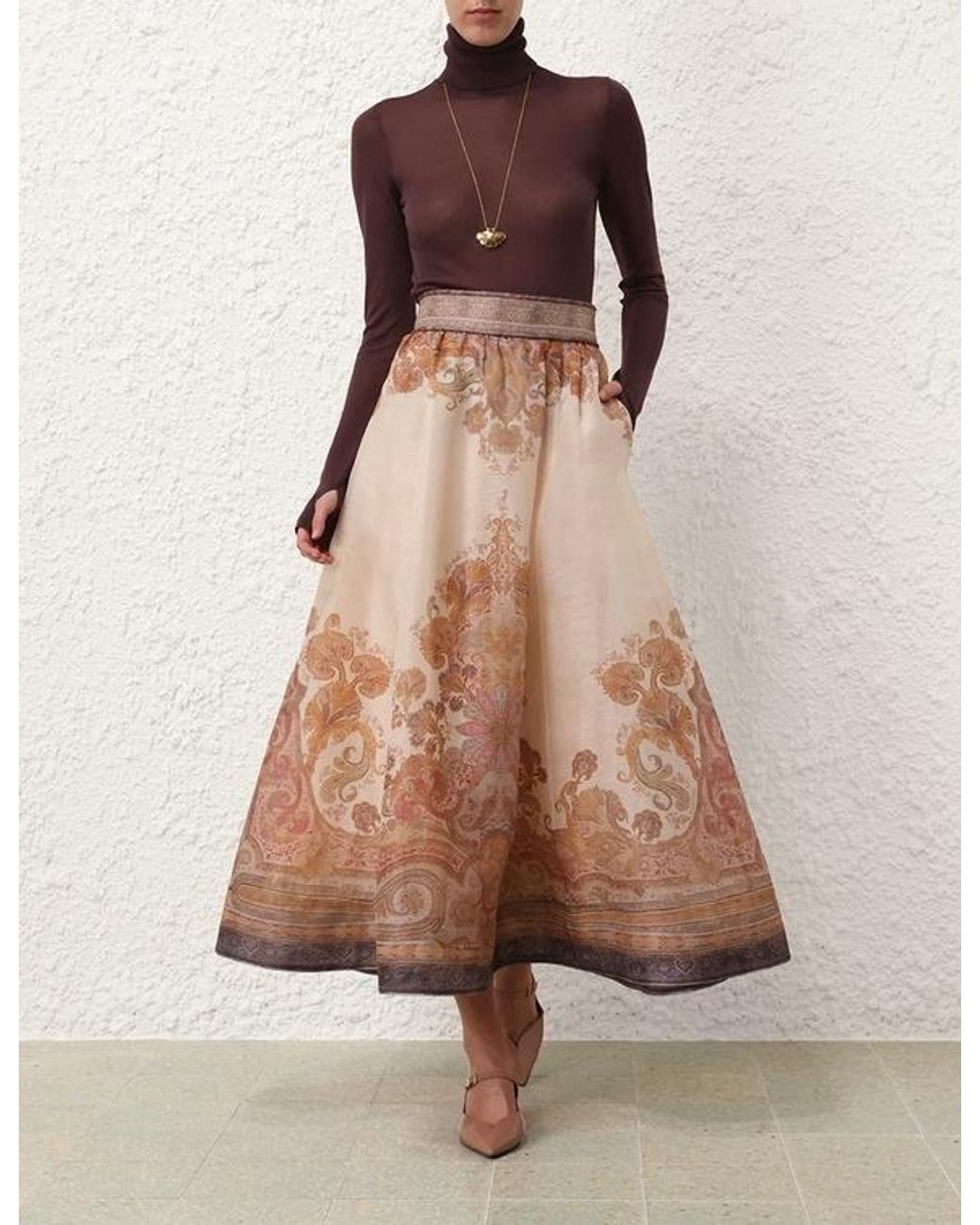 Zimmermann Multicolor Illustration Midi Skirt