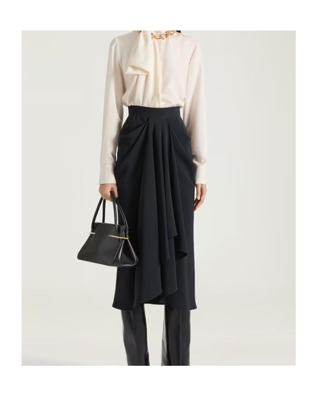 Givenchy Black Draped Midi Skirt