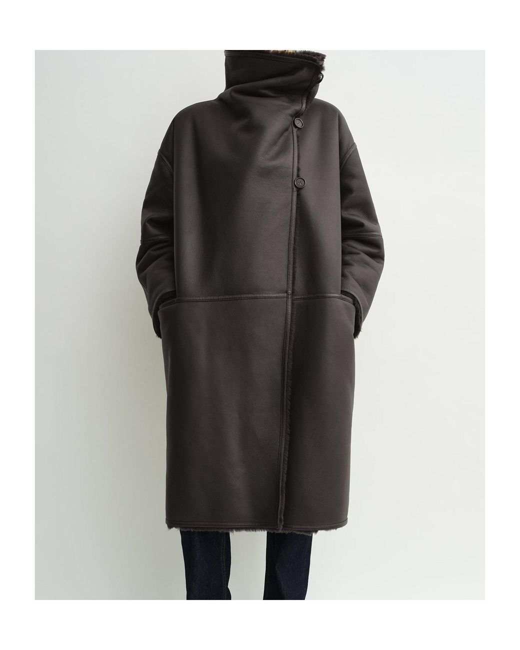 Totême Black Totême Oversized Shearling Coat