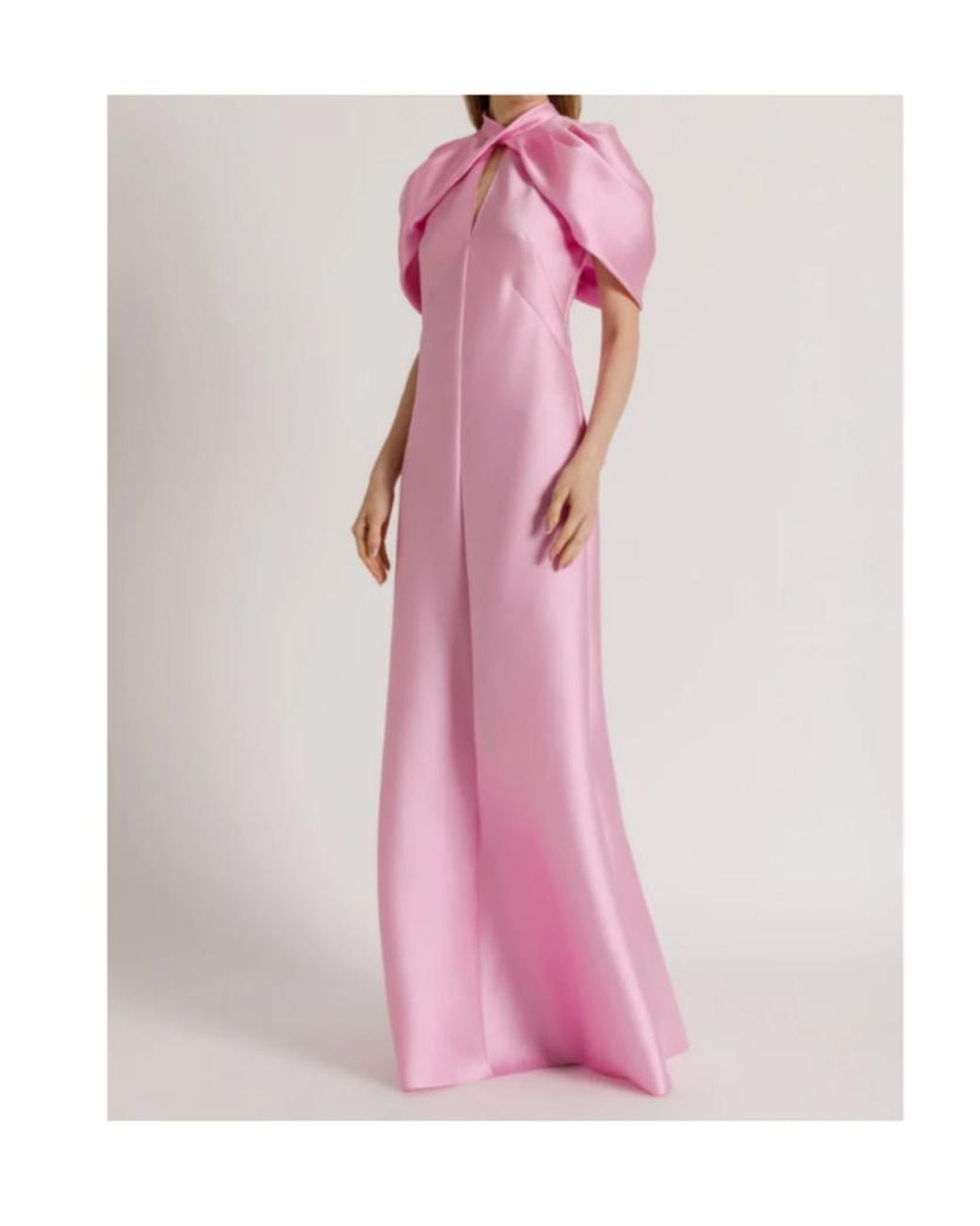 Alberta Ferretti Pink Maxi Mikado Cut-Out Draped-Sleeve Dress