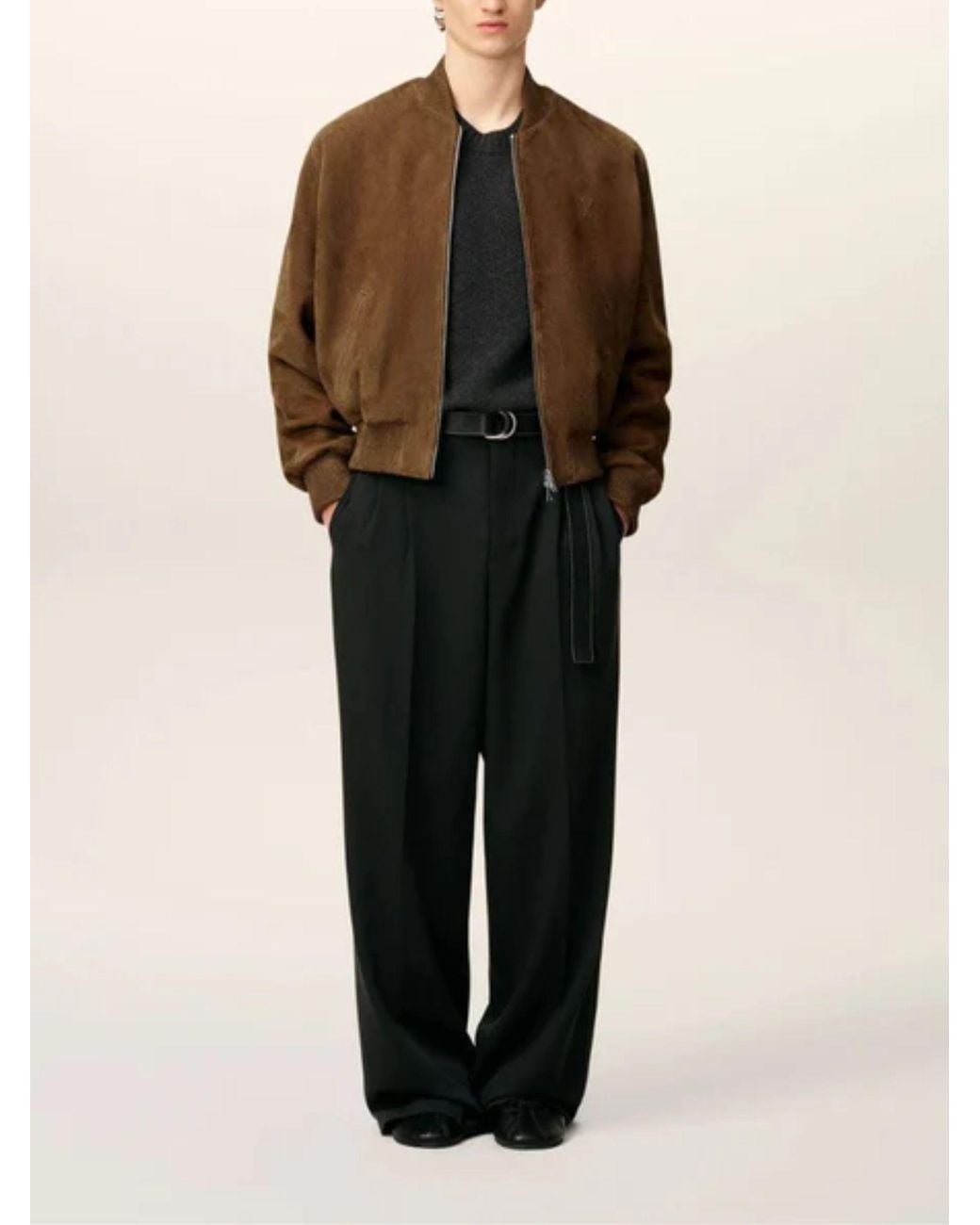 AMI Brown Leather Jackets for men