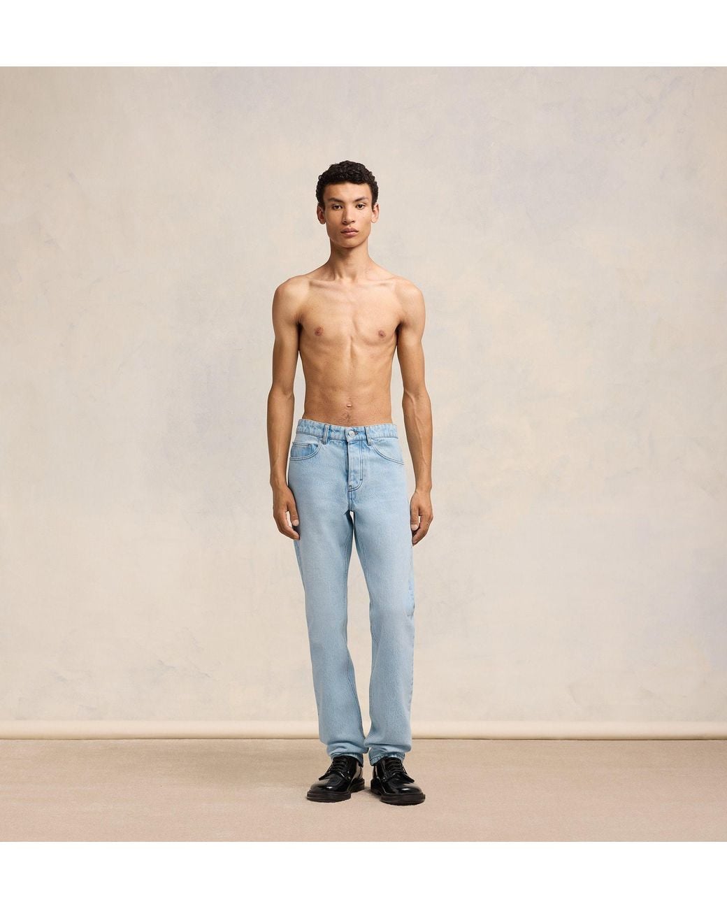 AMI Blue Mid Rise Straight Leg Jeans for men