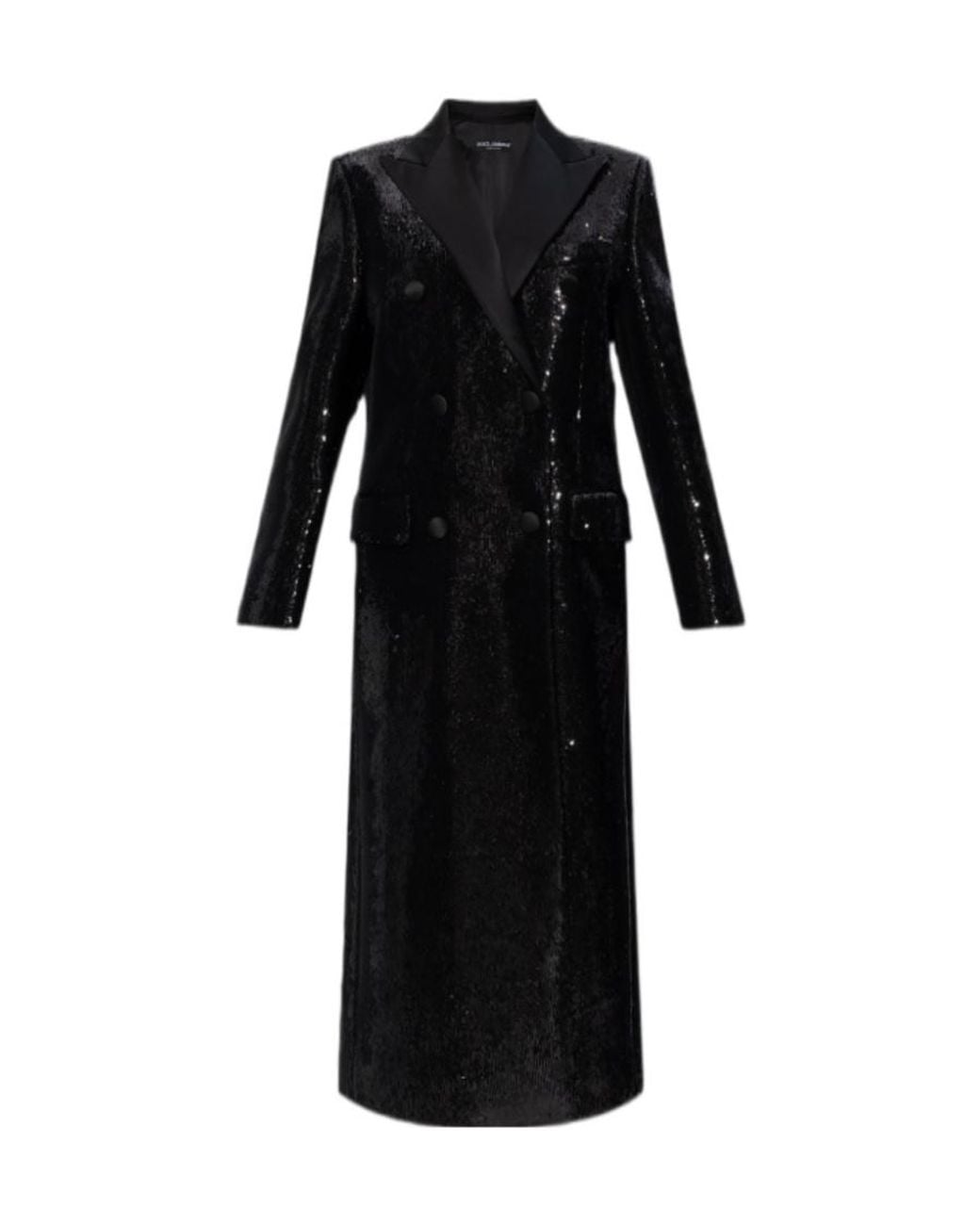 Dolce & Gabbana Black Micro-Sequined Double-Breasted Coat