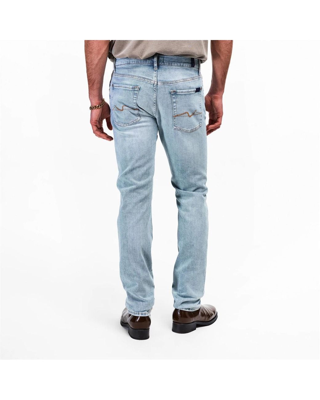7 For All Mankind Blue Faded Detail Jeans for men