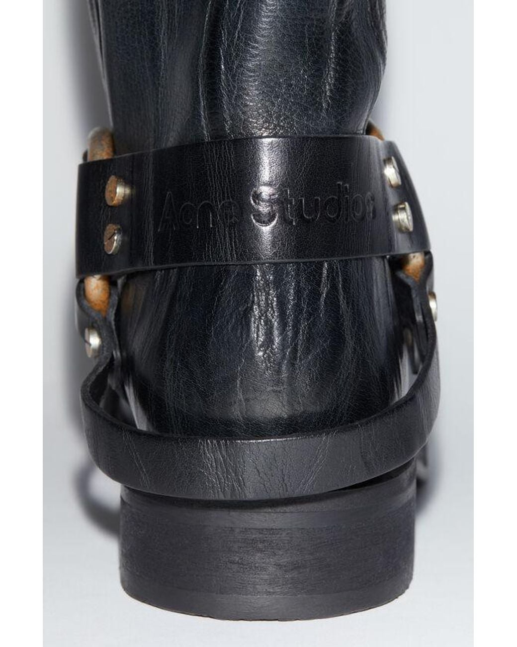 Acne Black Square-Toe Buckle Boots
