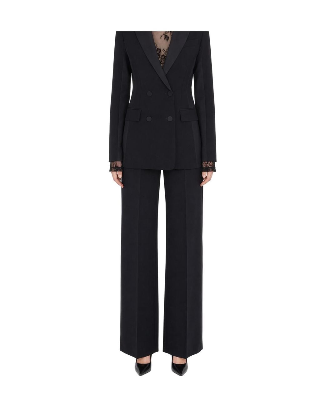 Patrizia Pepe Black Color-Block Palazzo Trousers