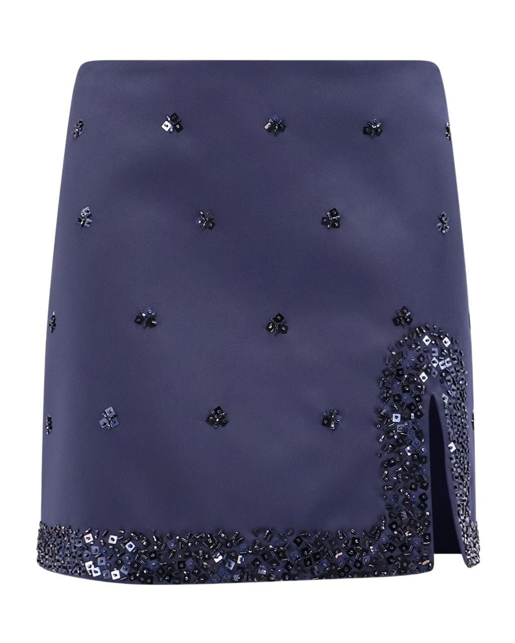 Semicouture Blue Embellished Mini Skirt
