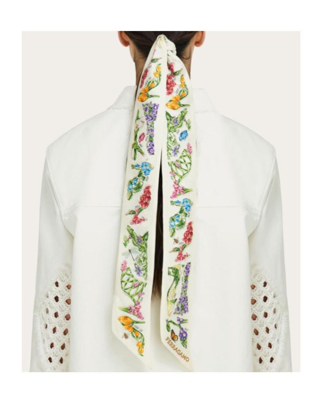 Ferragamo White Printed Flower Headband
