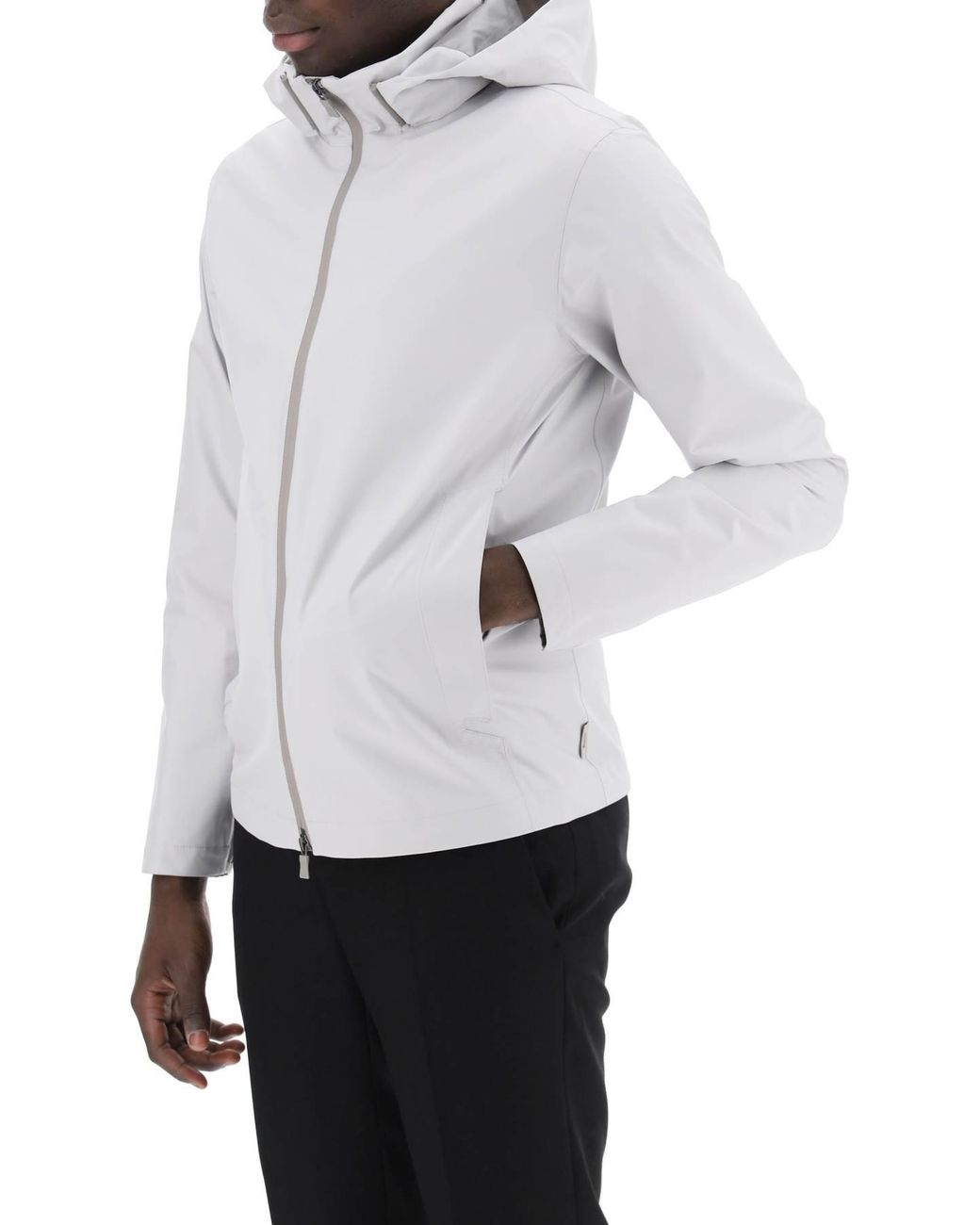 Herno White Zip-Up Hooded Laminar Windbreaker Jacket for men