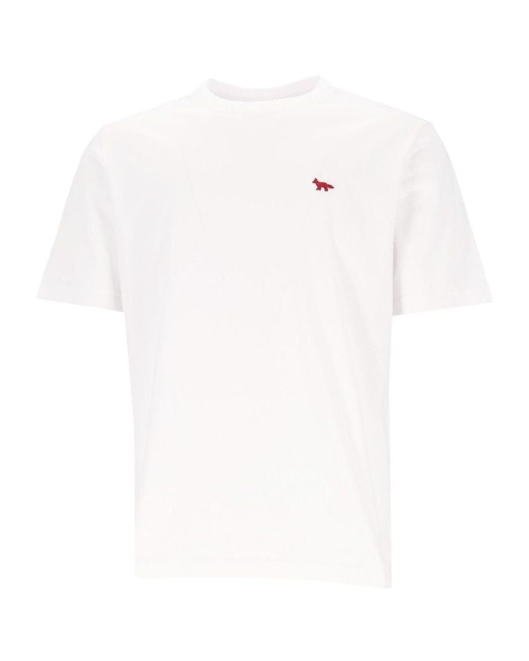 Maison Kitsuné White Maison Kitsuné Profile Fox Logo T-Shirt for men