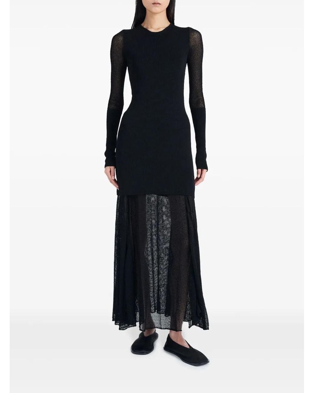 Proenza Schouler Black Semi-Sheer Knit Maxi Dress