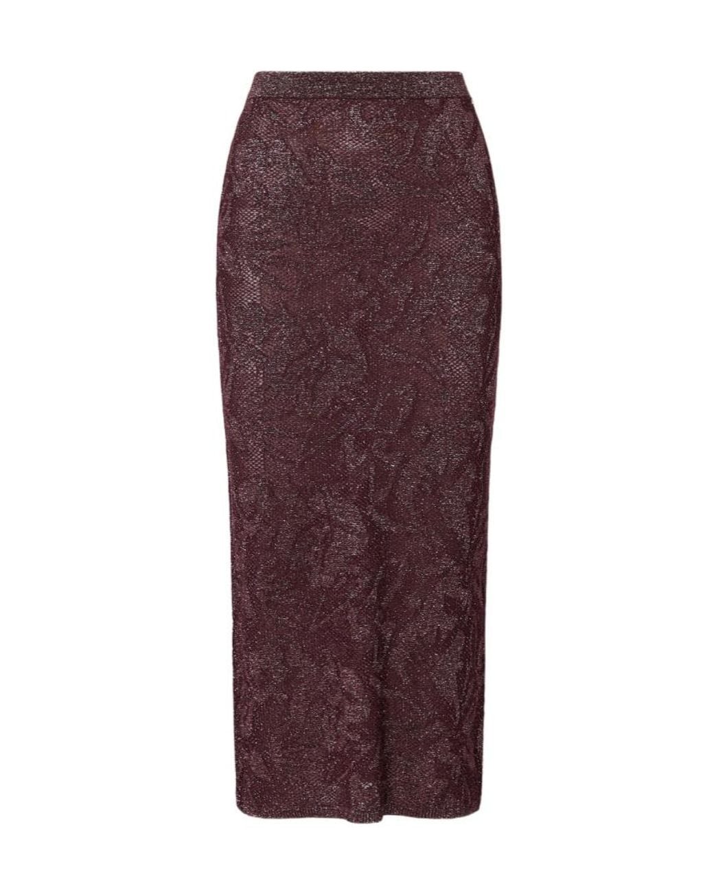 Liu Jo Purple Floral-Jacquard Metallic-Thread Midi Skirts