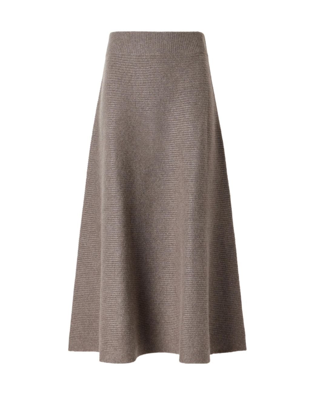 Lisa Yang Brown Ribbed Cashmere Midi Skirt