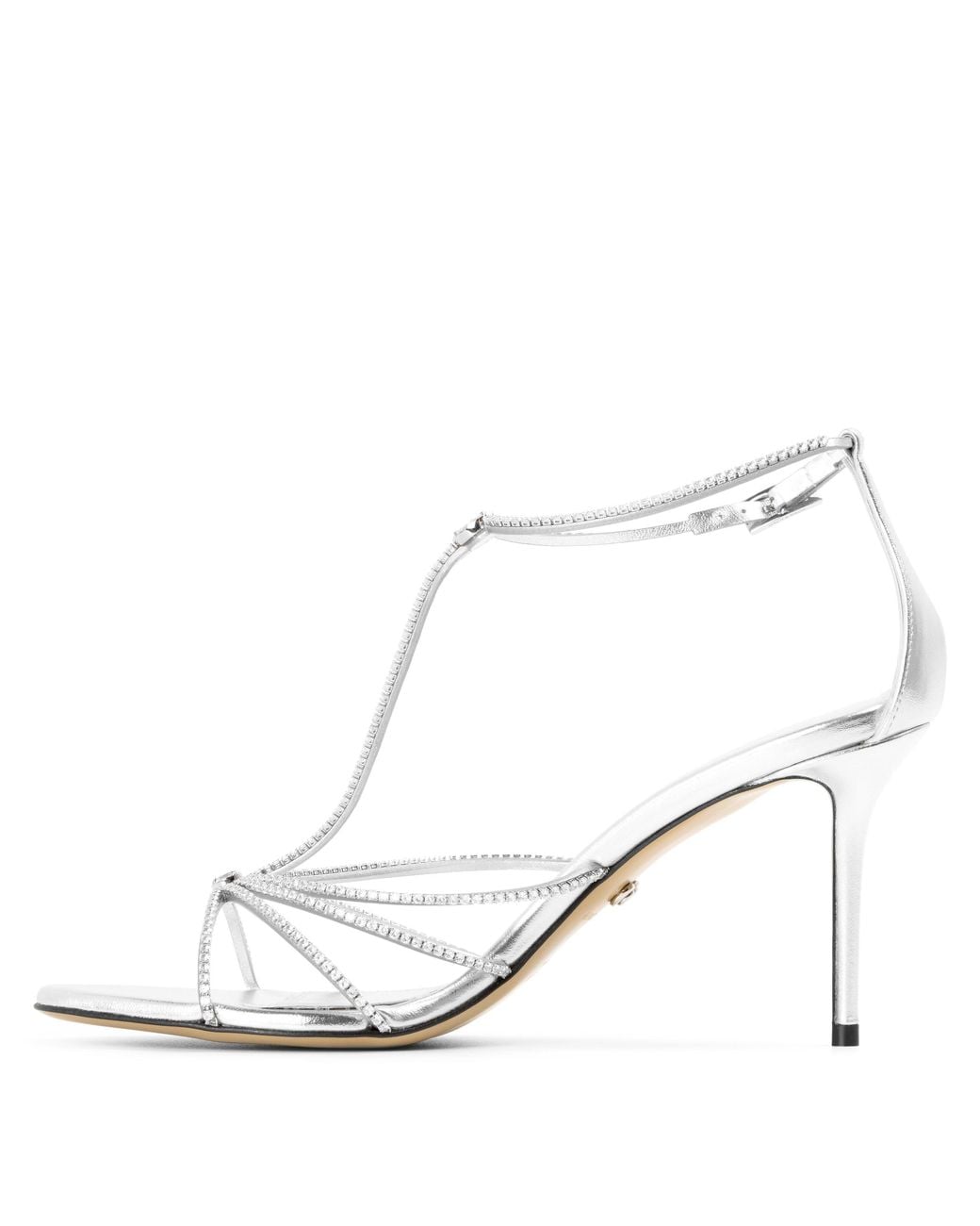 Mach & Mach White Crystal-Embellished High-Heel Sandals