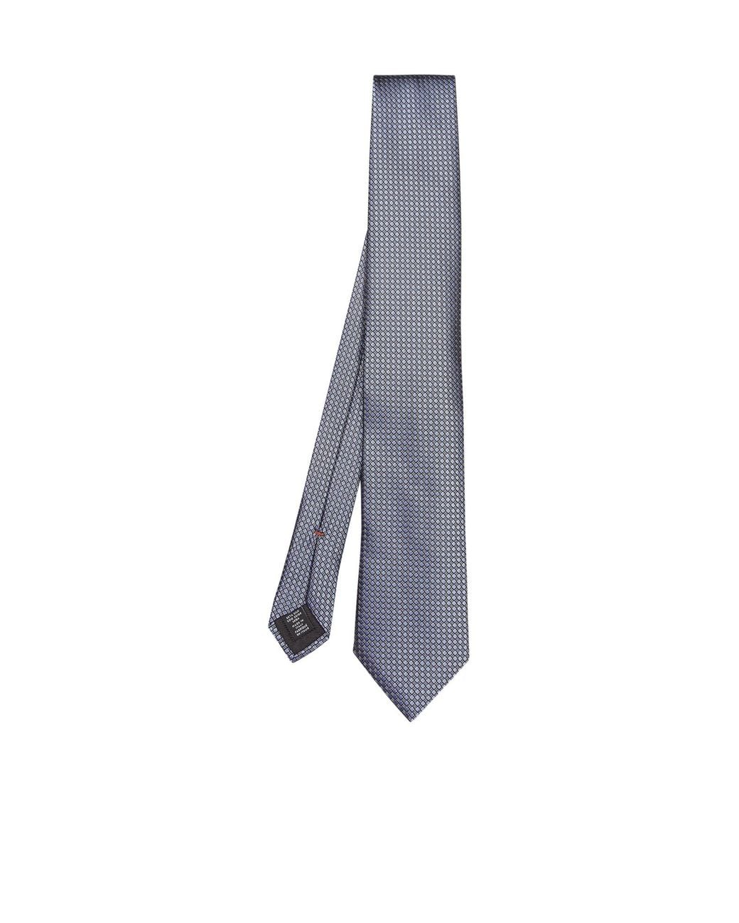 Zegna Blue Geometric-Pattern Silk Tie for men