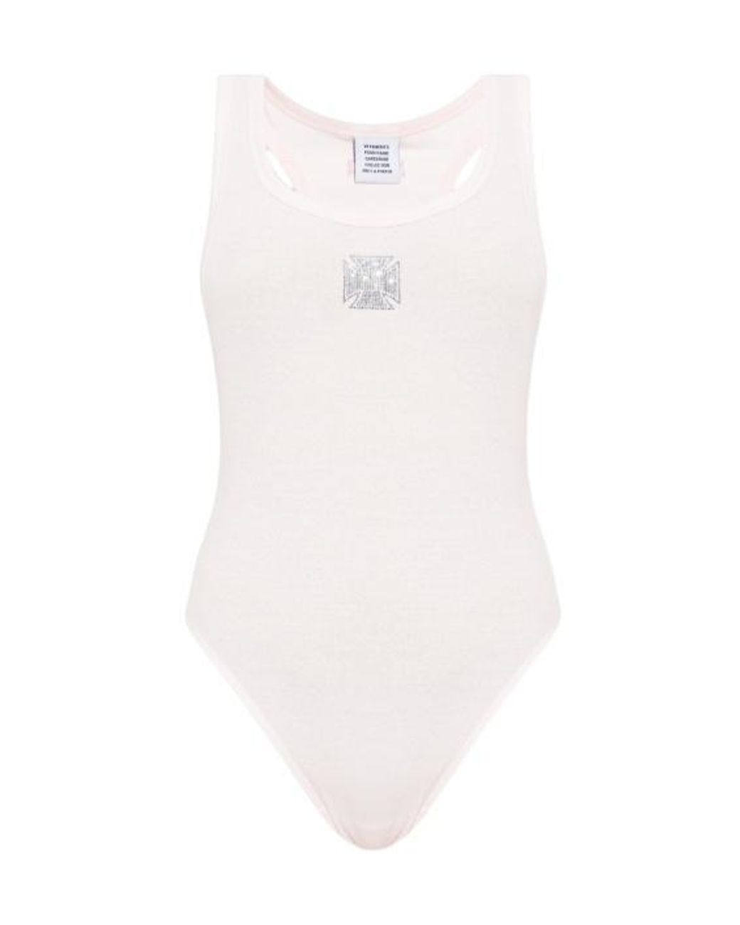 Vetements White Logo Printed Ribbed Sleeveless Bodysuit