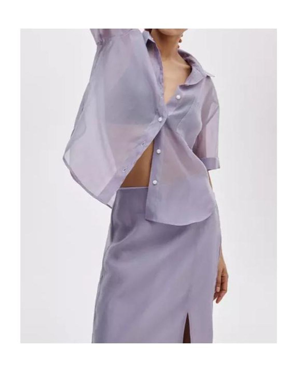 Rag & Bone Purple Sheer Short-Sleeve Shirt