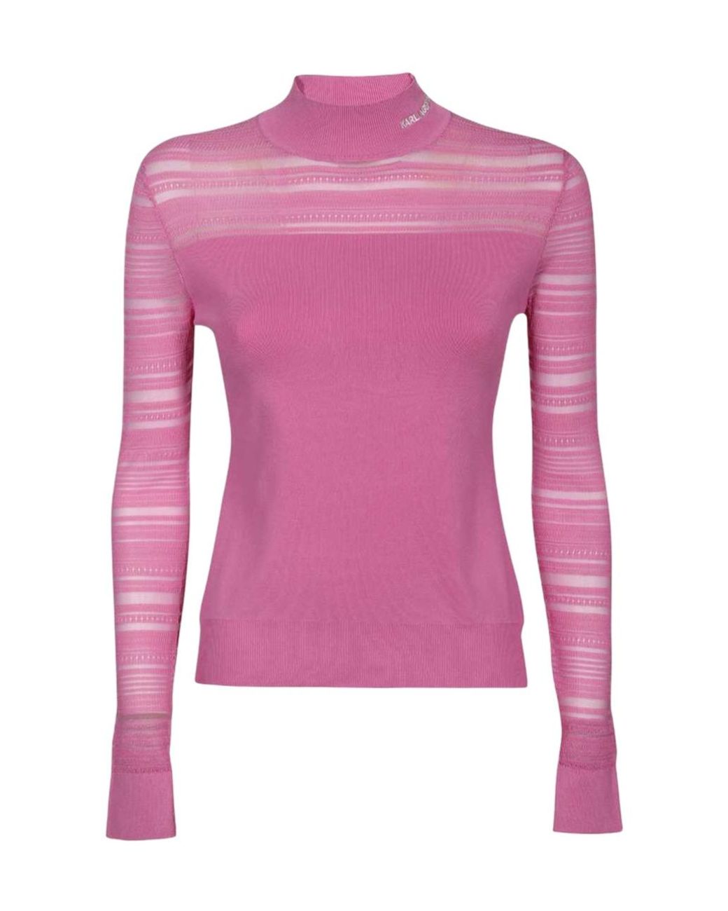 Karl Lagerfeld Pink Logo Embroidered Long-Sleeved Top