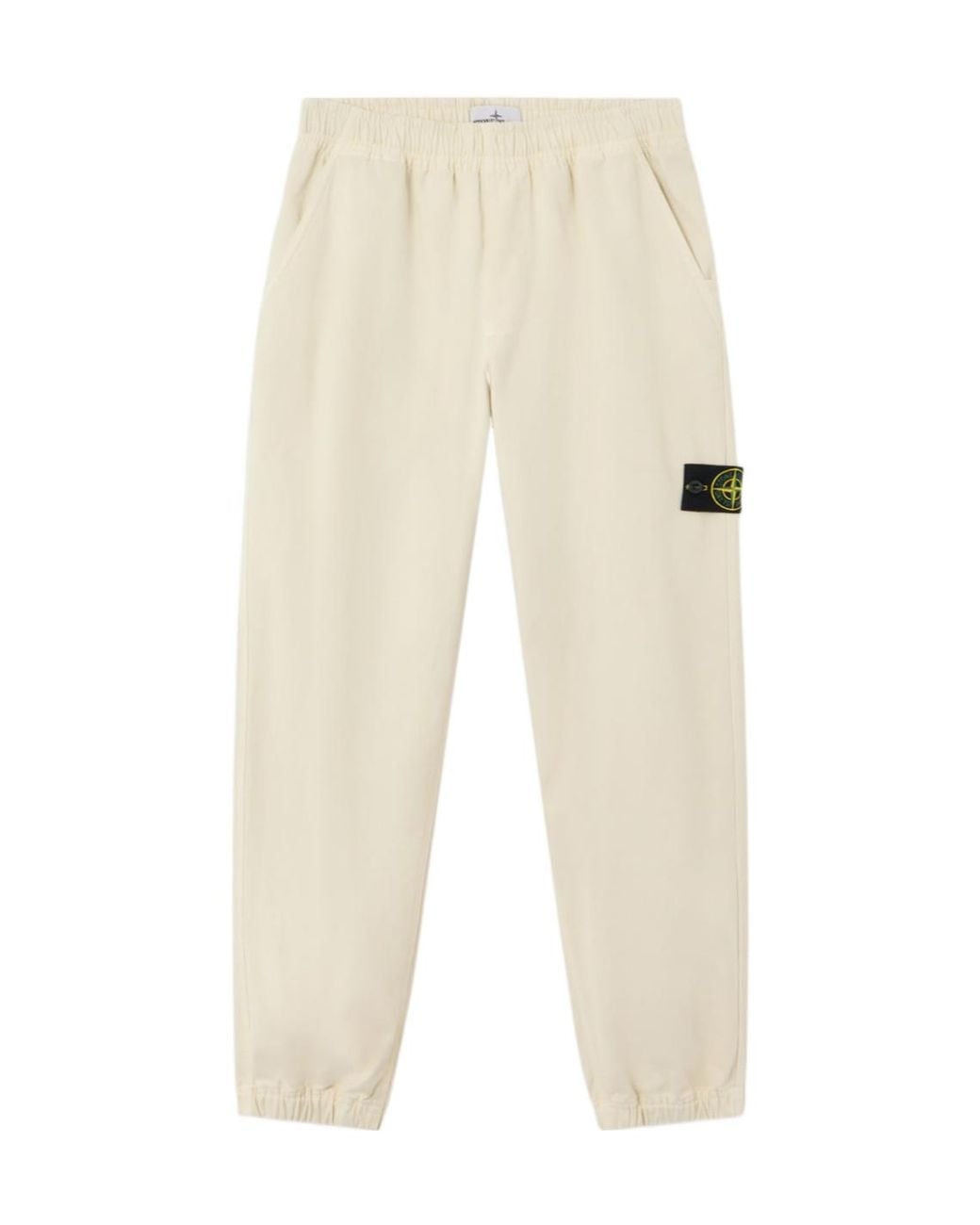 Stone Island Natural Logo Patch Elasticated Hem Trousers for men