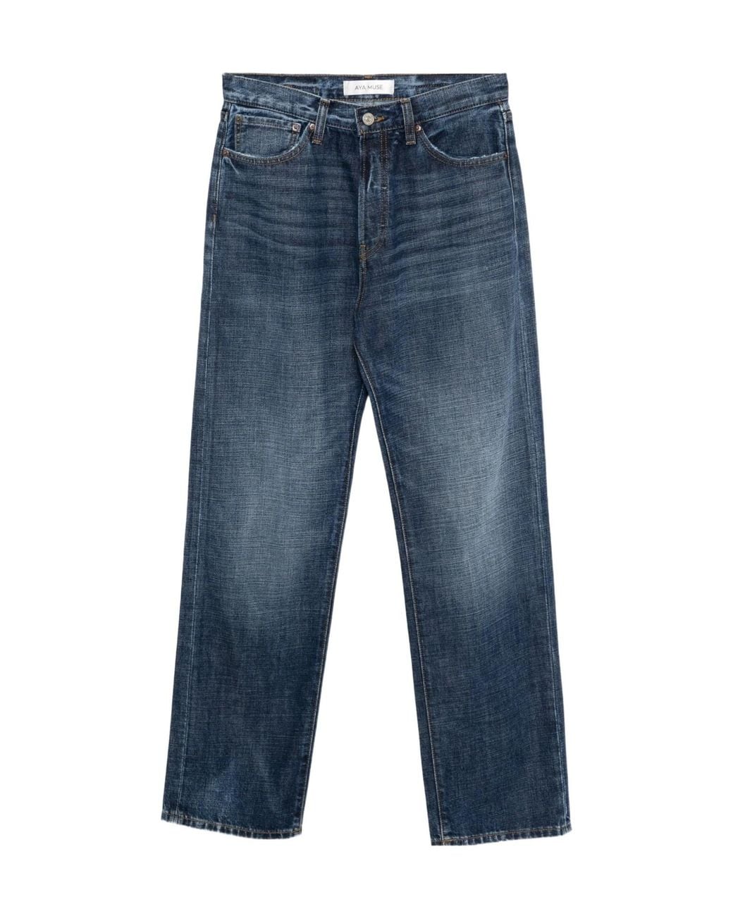 AYA MUSE Blue Buckled Straight Leg Jeans