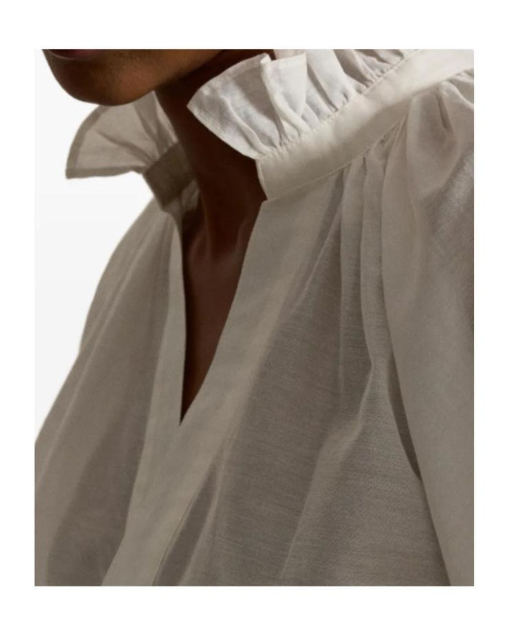 Polo Ralph Lauren White Ruffled Split-Placket Blouse